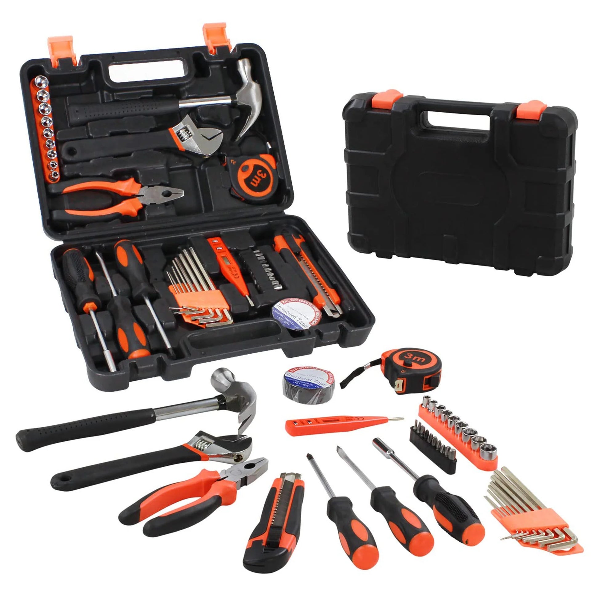 38-Piece General Household Tool Kit, Hand Tool Set with Plastic Toolbox Storage Case, for DIY and Home Repair