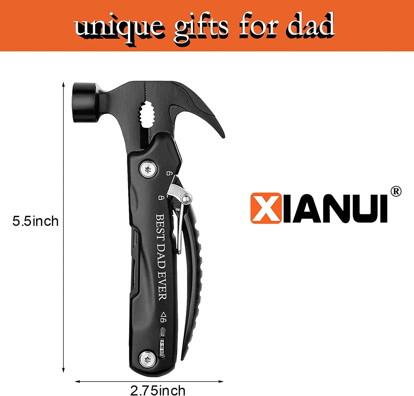 Gifts for Dad, 12 in 1 Multitool Hammer BEST DAD EVER, Dad Gifts from Daughter Son Wife, Unique Birthday Gifts Ideas, Christmas Stocking Stuffers for Dad Who Wants Nothing